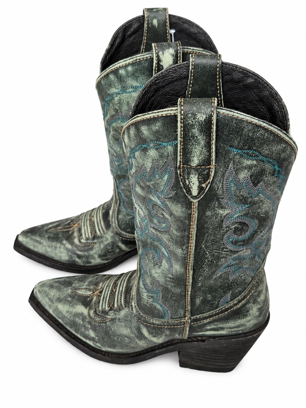 Liberty Black Sienna Turquesa Distressed Western Boots Size 7B BNWT and BOX